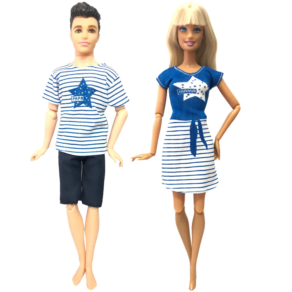 NK 2 Set 30CM Doll Mixed Male Girl Doll Clothes Fashion Doll Dress 11.5 inch Doll Clothes For 1/6 Dolls Accessories Gift Toy J J