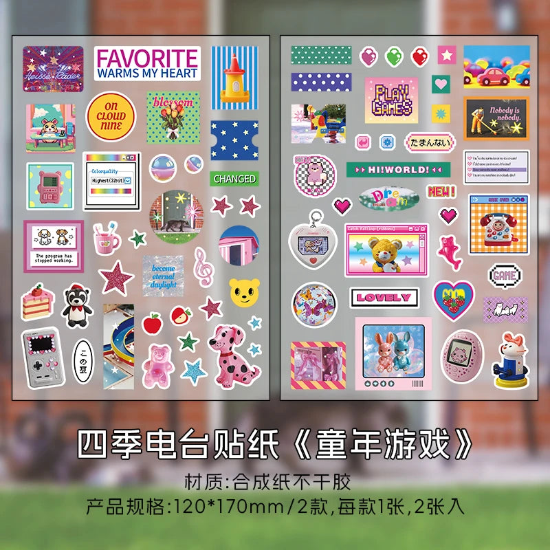 2sheets Kawaii Japanese Childhood Memories Die cut Adhesive Sticker Junk Journal Collage Decoration Scrapbook Diary Cute Sticker
