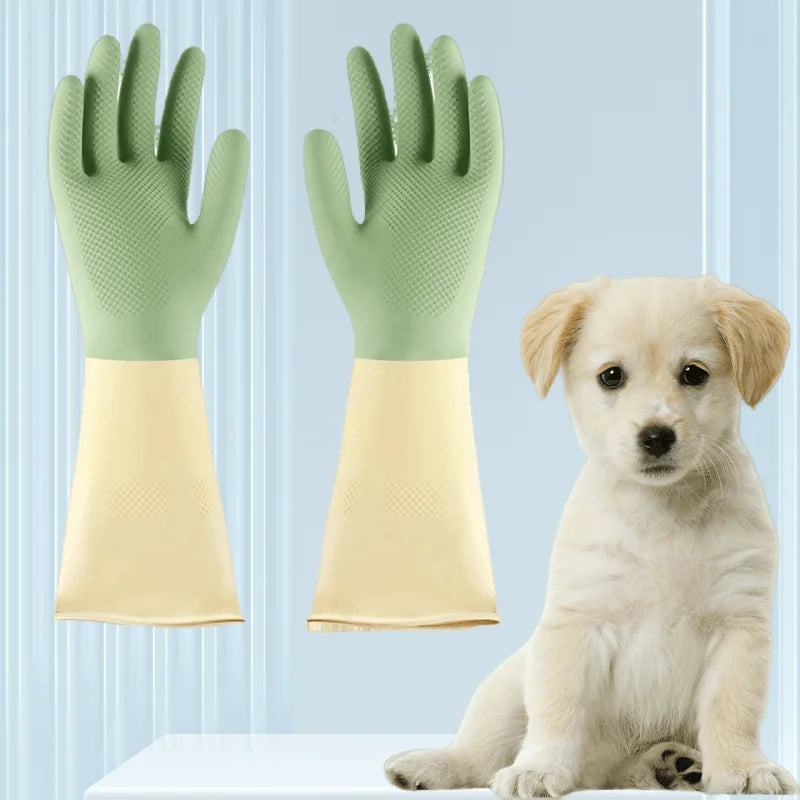 4pcs Waterproof Housework Cleaning Gloves Kitchen Cleaning Latex Laundry Dishwashing Gloves Wear Resistant Rubber Work Gloves