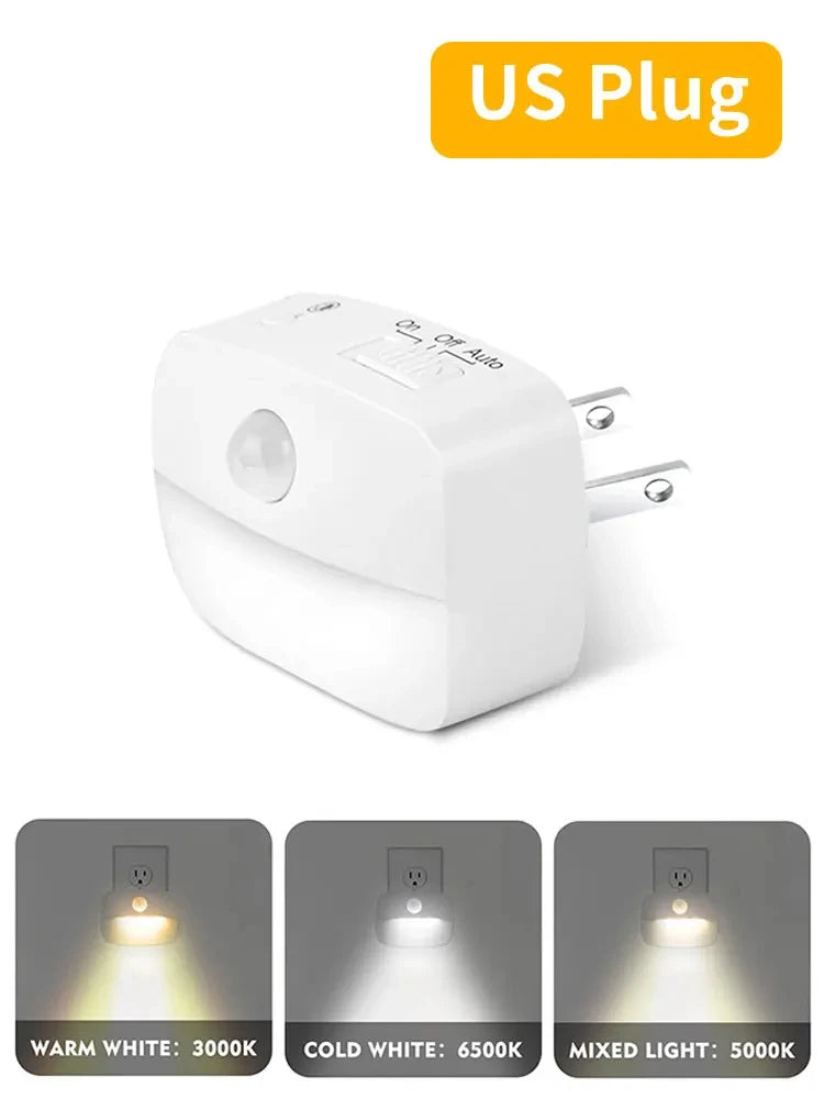 LED Night Light EU US Plug In Smart Motion Sensor Light 220V Wall Lamp For Home Aisle Hallway Stair Kitchen Bedroom Night Lamp