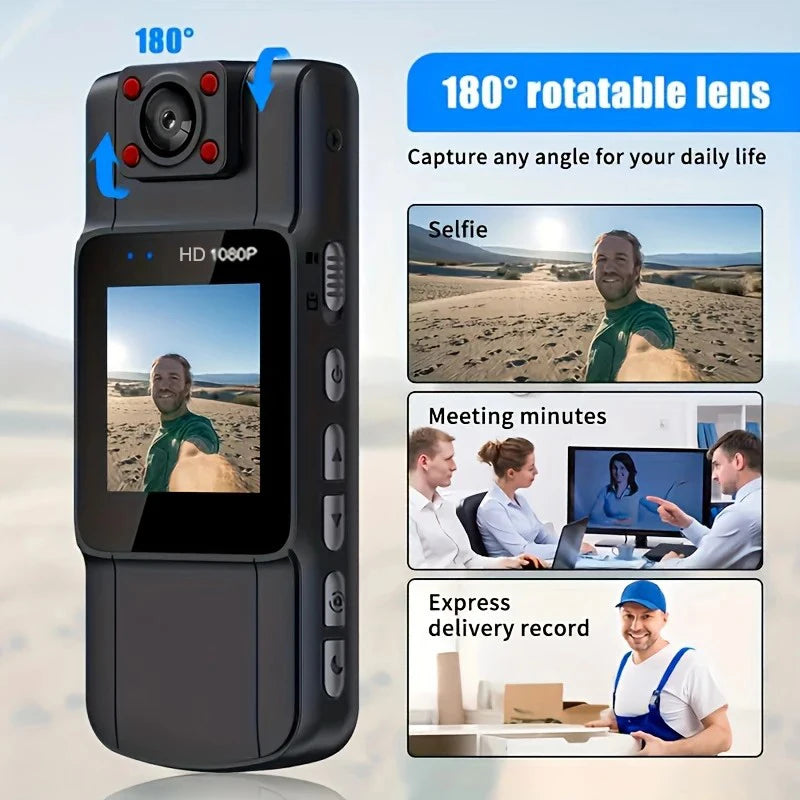 1pc Full 1080P Body Camera with Clip, Body Cam Built-in 1000mAh Battery, 4-5Hours Record, for Outdoor and Night Vision