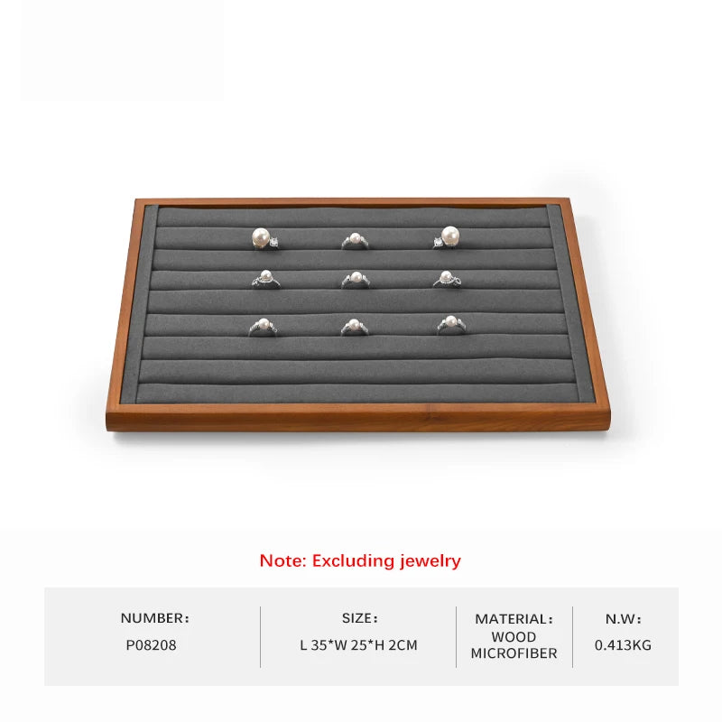Oirlv Gray Wooden Jewelry Tray Jewelry Display Viewing Plate Ring Pendant Bracelet Storage Plate Display Tray Jewelry Organizer
