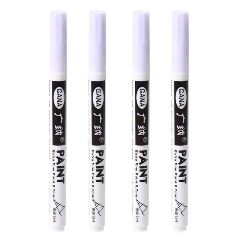 4pcs Oil Based White Black Permanent Paint Markers Pens 0.7mm Extra Fine Waterproof, for Rock Painting, Wood, Metal, Canvas