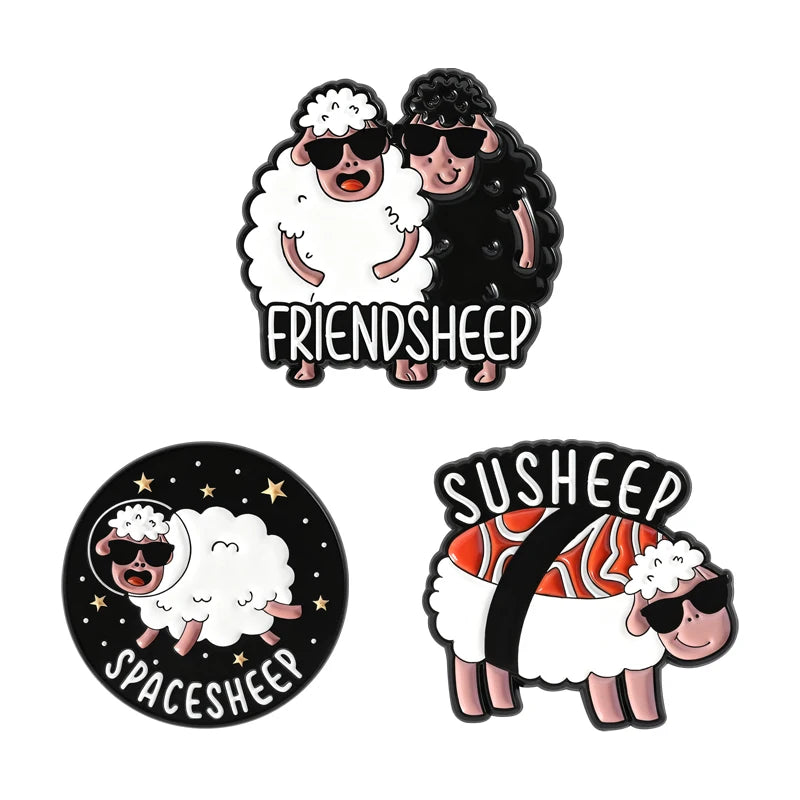 3-7pcs/sets Cartoon Anime Middle Finger Rude Cat Enamel Pins Low Battery Daisy Flower Brooches Backpack Lapel Badge Jewelry Gift
