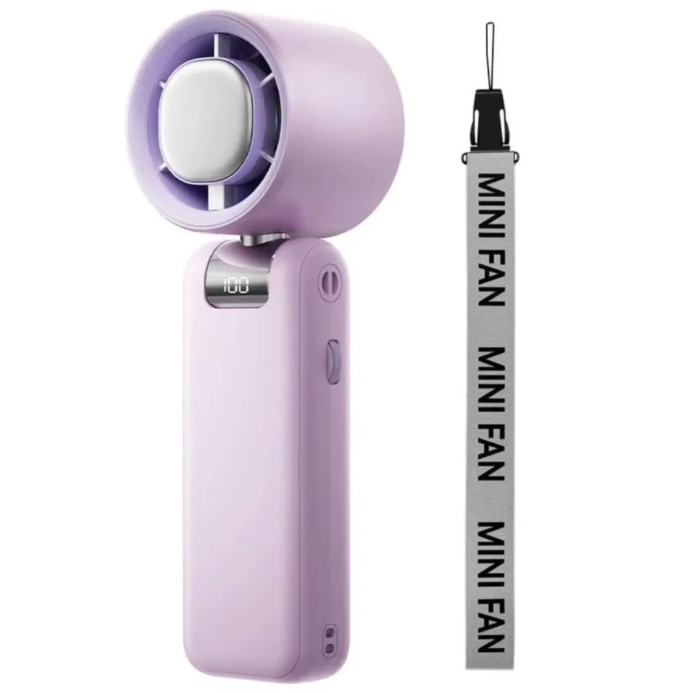 Travel Portable Small USB Charging Fan LED Digital Display Stand Turbo Fan Convenient Compact Mini Hand Fan Lash Supplies