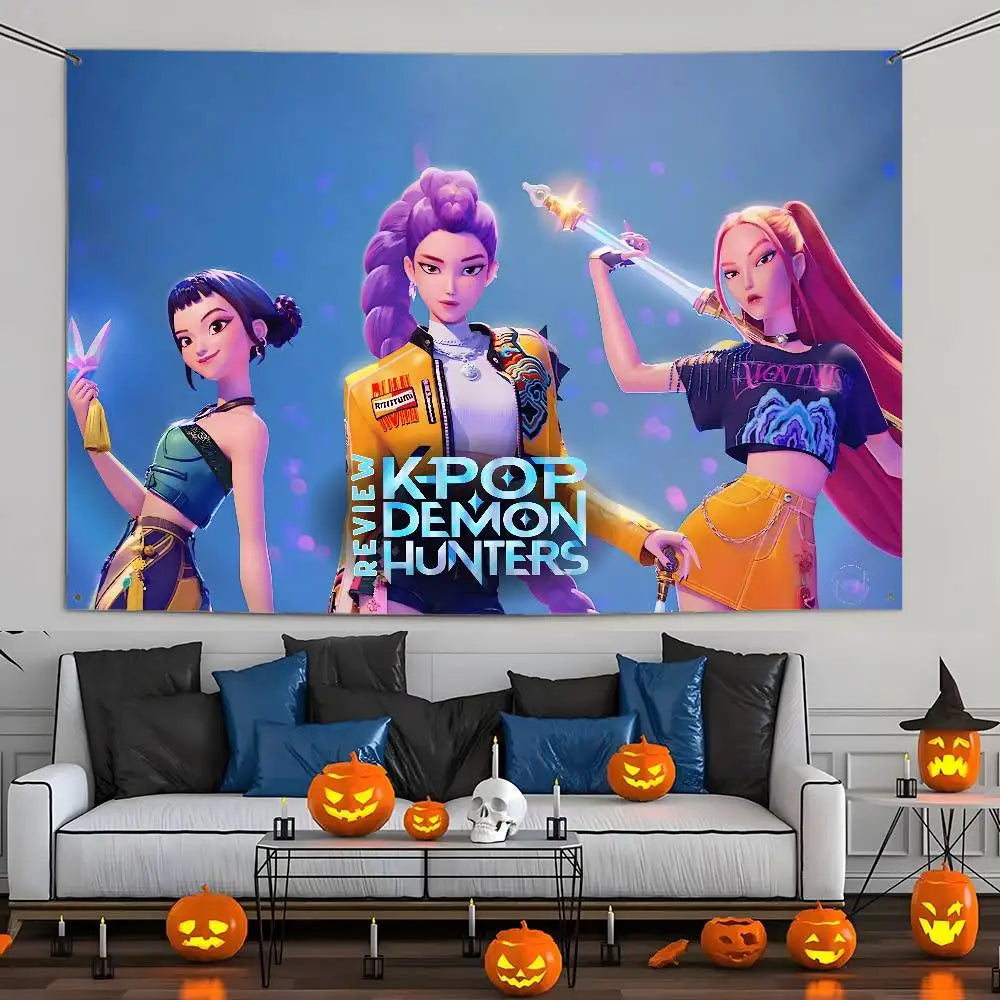KPop Demon Hunters Flag Custom Flags Wall Hanging Tapestry Outdoor Decorative flag Background Blanket