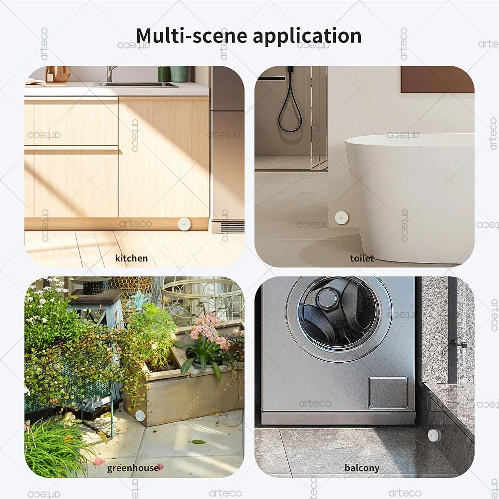 4Pcs ZigBee Water Leak Sensor Flood Water Detector Leakage Alarm For Kitchen/Bathroom Tuya Smart App Control Support Zigbee2MQTT