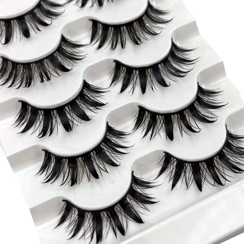 5 pairs of wet eyelashes, light Thai makeup false eyelashes, 3D stereoscopic comics, devil curls, and curly eyelashes
