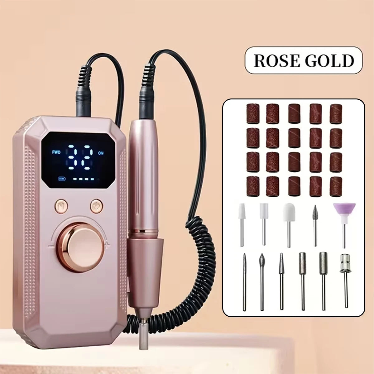 1 Set of Manicure and Pedicure Polishing and Shaping Tools, Electric Nail Grinder Set with USB Rechargeable Battery - 32 Adjusta