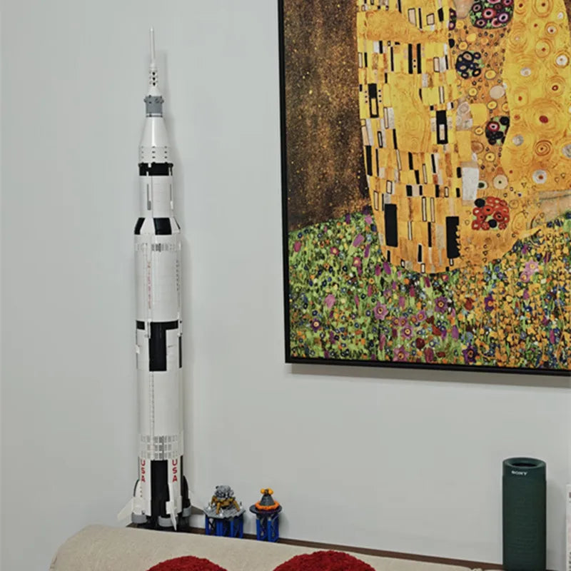 1969 pieces Apollo Saturn 5 Model Building Blocks Space Rocket Series Set Assembled Toys Children's Educational Birthday Gifts