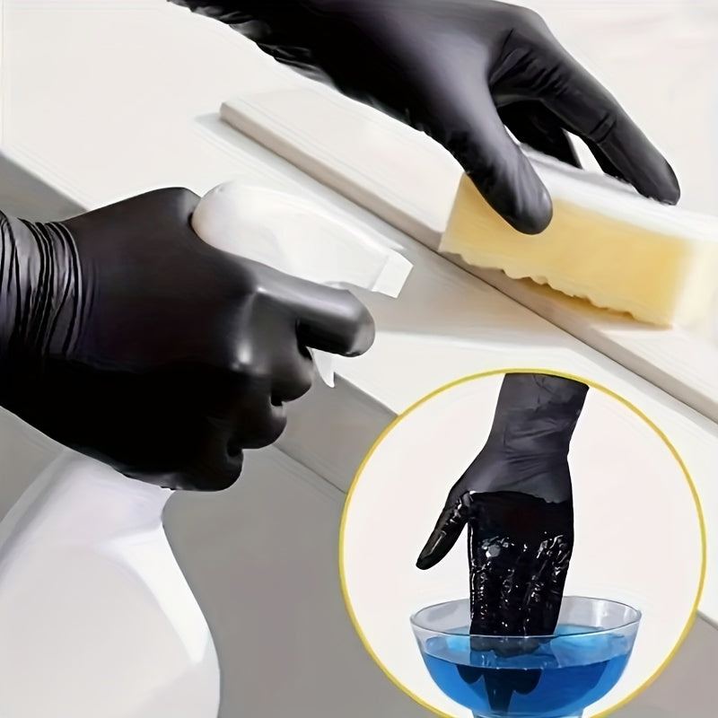 20/40/99 Nitrile Gloves, Black, Designed for Household Cleaning And As Disposable Gloves, Suitable for Cleaning Tasks, Cleaning, Heavy-Duty Gloves, Single-Use Nitrile Gloves.