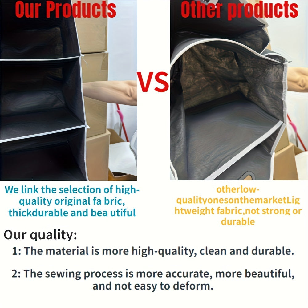 1pc Universal Car Trunk Organizer, Portable Foldable Auto Storage Bag with 3 Compartments, for SUV, Truck, Van, Sedan