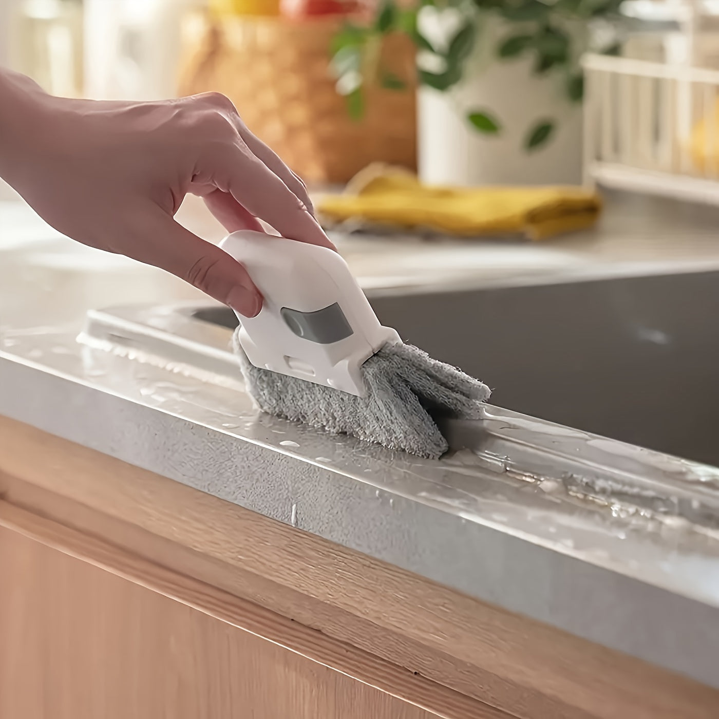 1pc  Door and Window Track Cleaning Brush - Easy to Clean  Gaps and Frames, Groove Cleaning Brush, Hand-held Slit Brush, Dust Brush, No-dead Kitchen Counter Top Cleaning Tool, Cleaning Supplies, Back-to-school Supplies