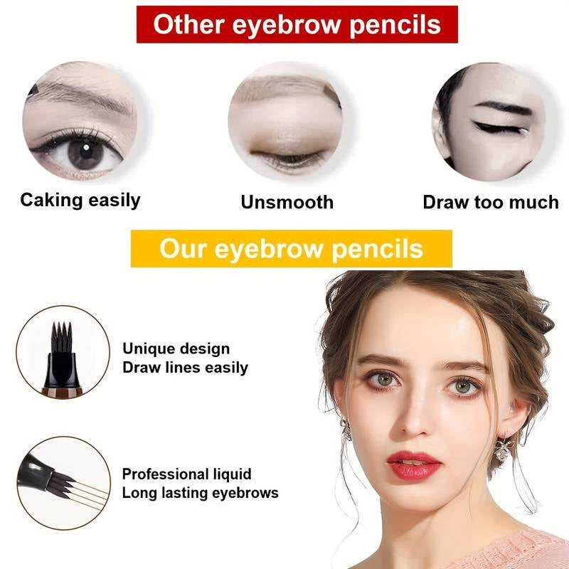 1pc Waterproof Eyebrow Pen - Microblading Eyebrow Pencil with a Micro-Fork Tip Applicator - Creates Natural Looking Brows Makeup Effortlessly