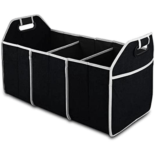 1pc Universal Car Trunk Organizer, Portable Foldable Auto Storage Bag with 3 Compartments, for SUV, Truck, Van, Sedan