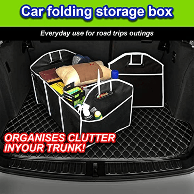 1pc Universal Car Trunk Organizer, Portable Foldable Auto Storage Bag with 3 Compartments, for SUV, Truck, Van, Sedan
