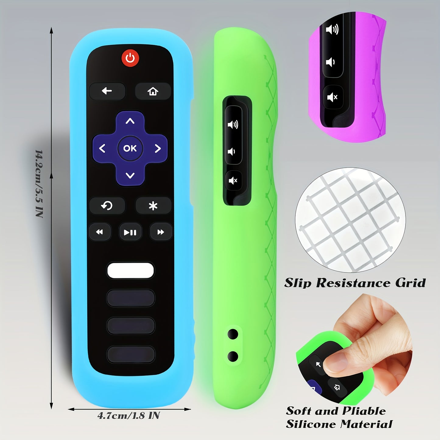[1pc Glow Remote Cover] Roku TV, Glow in the Dark, 1pc Silicone Remote Cover | Compatible with TCL Hisense Roku TV Steaming Stick 4K 4K+ Voice Remote, Universal Protective Battery Cover, 2022 Model, Uncharged, No Battery Incl