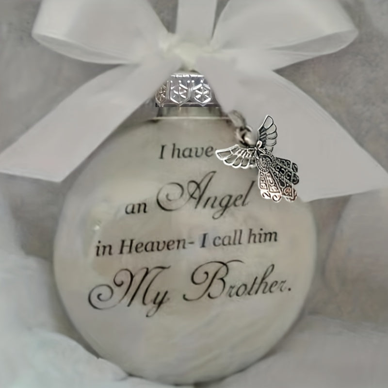 1pc, In Heaven Relatives Name Ornament, Keepsake Feather Plastic Ball, Ornament Pendant, Home Decor, Room Decor, Bedroom Decor