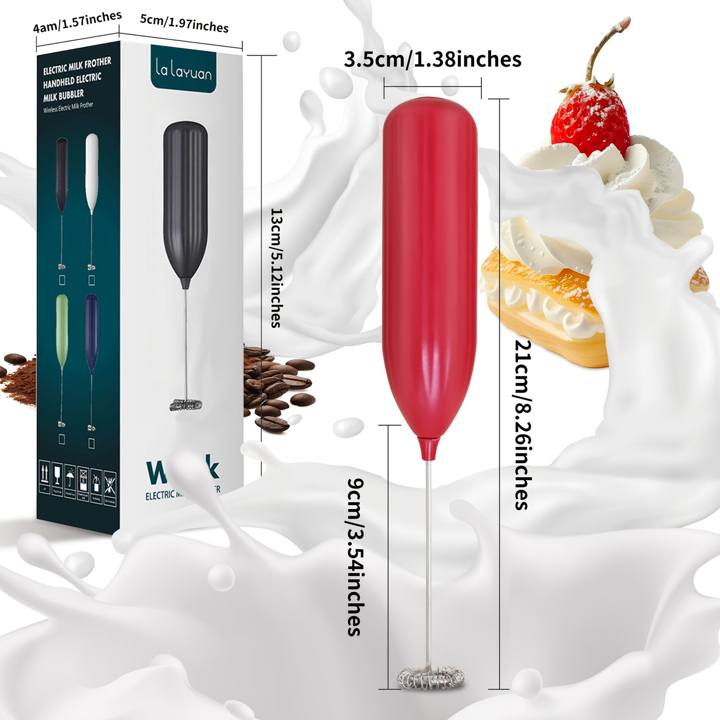 1pc, Electric Milk Frother, Compact Milk Foamer, Portable Electric Whisk, Battery-Operated (Batteries Not Included) Beverage Mixer, Handheld Mixer for Coffee, Cordless Electric Blender for Lattes, Cappuccino, Frappe, Chocolat