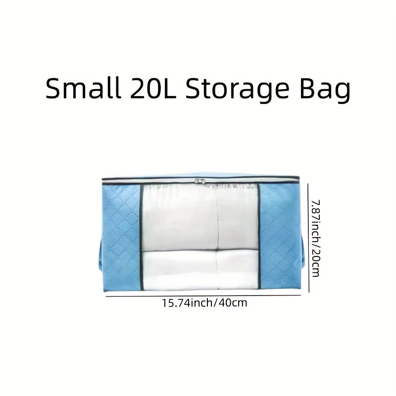 Large Non-Woven Fabric Clothes Storage Organizer Bag with Clear View Window & Secure Zipper Closure - Multi-Purpose Garment Protector for Blankets, Comforters, Seasonal Clothing Storage, Under-Bed Storage