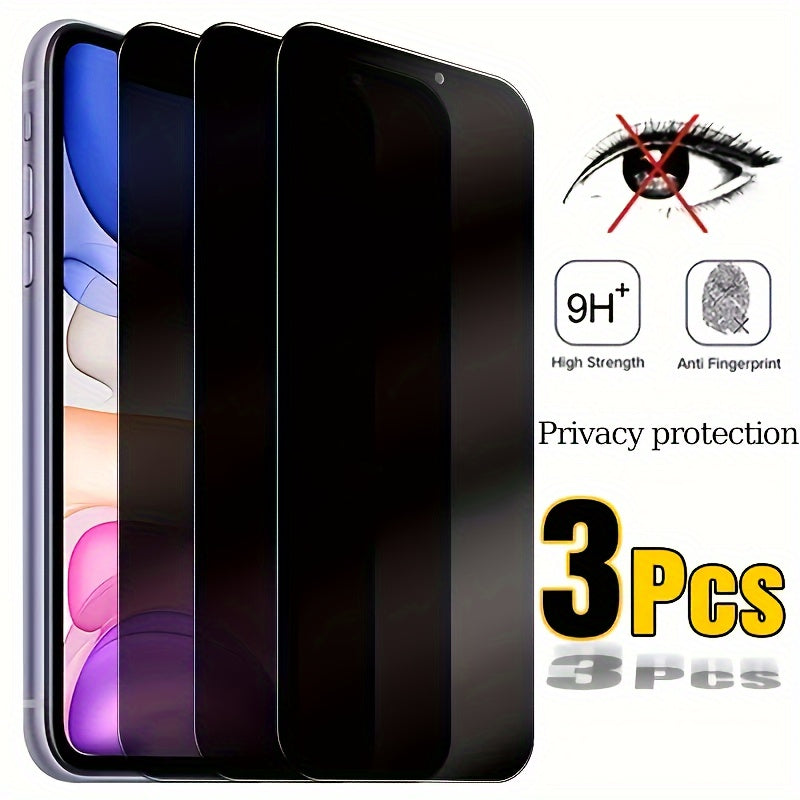 Set of 3 Complete Privacy Screen Protectors for Iphone 11 Through 17 Pro Max, Including Tempered Glass Options for Iphone 14 Pro, 15 Pro Max, And Additional Models Like for iphone 14 Plus And 15 Plus.