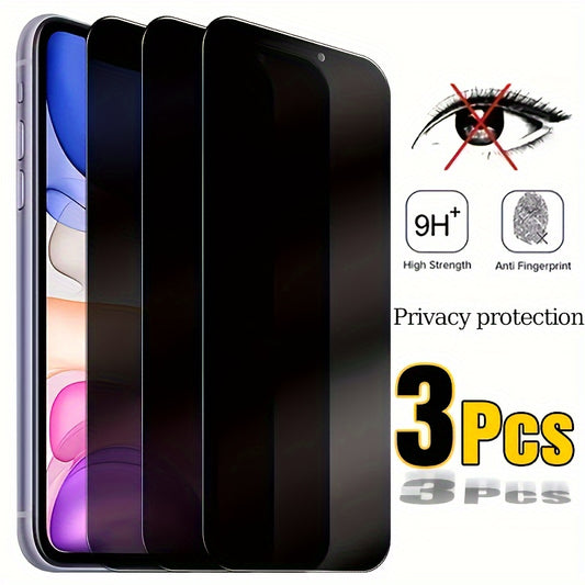 Set of 3 Complete Privacy Screen Protectors for Iphone 11 Through 17 Pro Max, Including Tempered Glass Options for Iphone 14 Pro, 15 Pro Max, And Additional Models Like for iphone 14 Plus And 15 Plus.