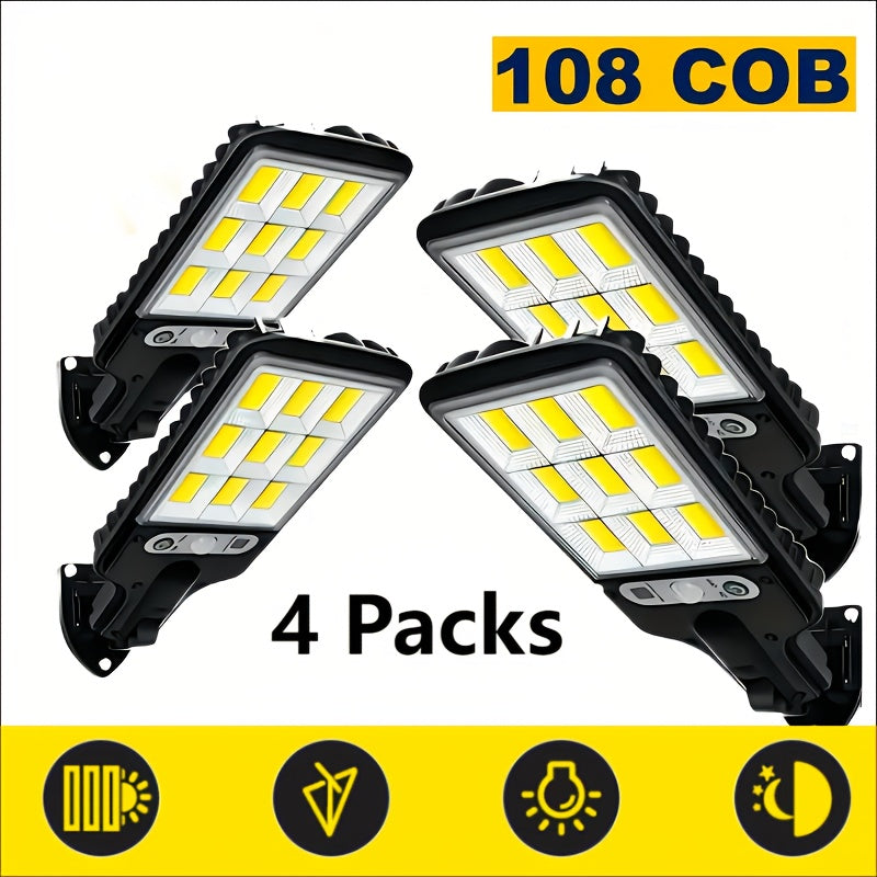 1/2/4pcs Outdoor Solar Street Light, LED Wall Lamp with Remote Control, Garden Light, Human Body Induction Wall Light