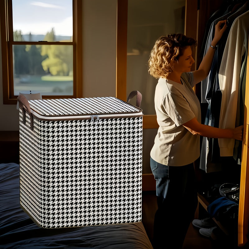 1pc Clothing And Quilt Storage Box, Foldable Travel Bag for Outings, Portable Packing Bag for Moving, Wardrobe Organizer for Clothes And Comforters, Under-Bed Storage