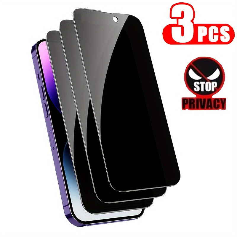 Set of 3 Complete Privacy Screen Protectors for Iphone 11 Through 17 Pro Max, Including Tempered Glass Options for Iphone 14 Pro, 15 Pro Max, And Additional Models Like for iphone 14 Plus And 15 Plus.