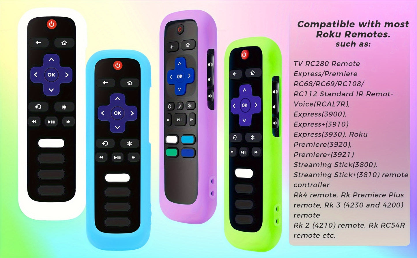 [1pc Glow Remote Cover] Roku TV, Glow in the Dark, 1pc Silicone Remote Cover | Compatible with TCL Hisense Roku TV Steaming Stick 4K 4K+ Voice Remote, Universal Protective Battery Cover, 2022 Model, Uncharged, No Battery Incl