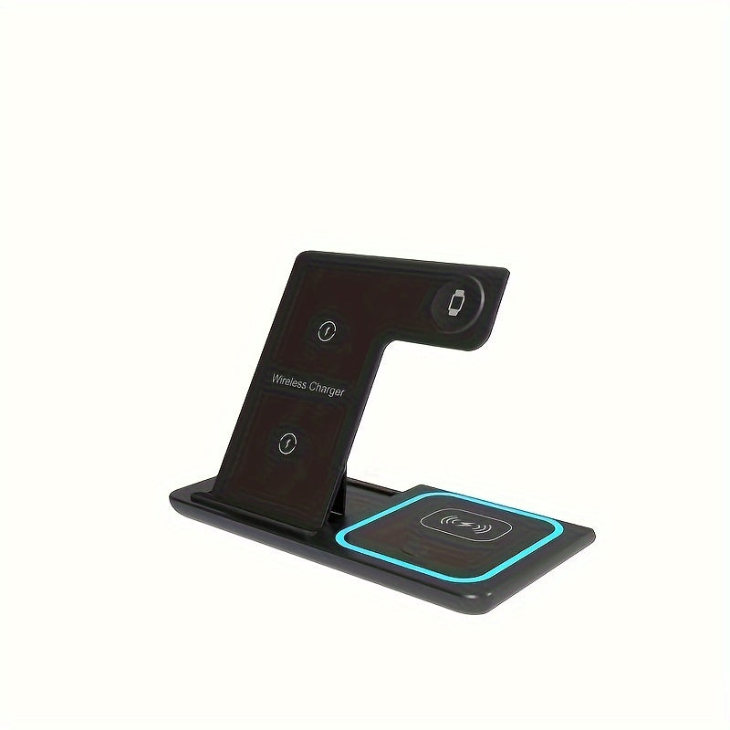 TIMESS-Wireless Charging Station 3-in-1 Standard 15W Fast Mag-Safe Charger Stand with QC3.0 Adapter, Suitable for iPhone 15 14 13 12 11 X 8 Pro Max/Pro/Mini/Plus, for iWatch Ultra 9/8 7/6/5/4/3/2, for Airpods 3/2