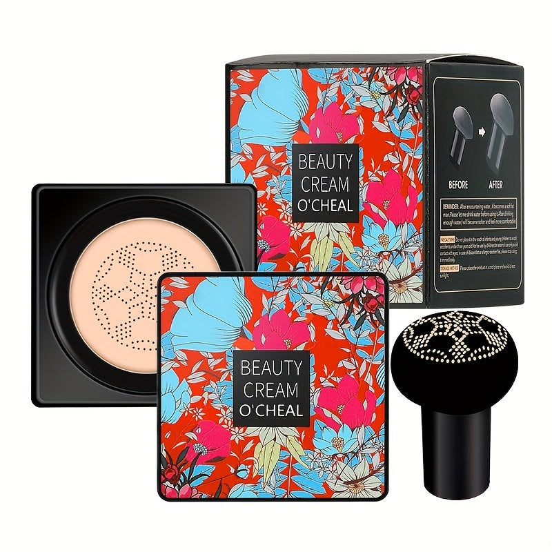 Full Coverage, Long-Lasting Mushroom Head Foundation BB Cream - Moisturizing Concealer for All Skin Types, Natural Nude Finish - Floral Packaging, Artistic Packaging, Vibrant Design, Longlasting Foundation