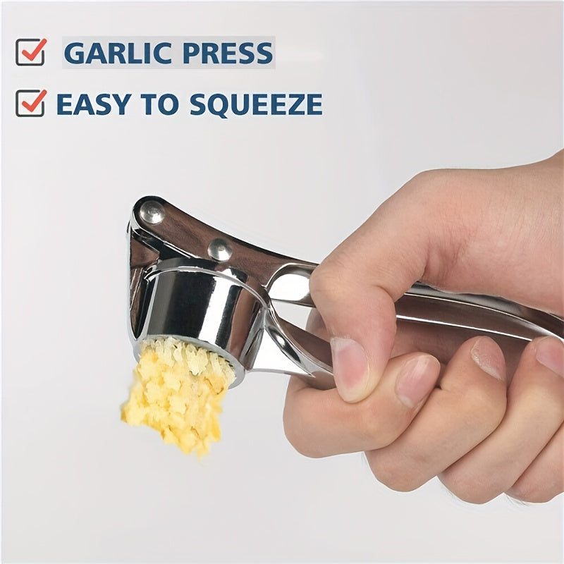 1pc RZSYZH Heavy-Duty Garlic Press, Ginger Crusher, Lemon Squeezer - Heavy-Duty Manual Crusher with Efficient Crushing, Compact Design for Kitchen, Restaurant, Home - Easy-Clean Garlic Press Tool for Garlic, Ginger, Lemon, Co