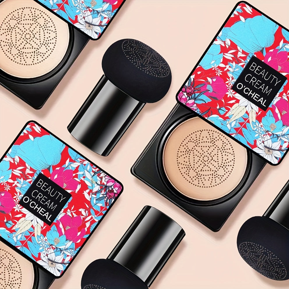 Full Coverage, Long-Lasting Mushroom Head Foundation BB Cream - Moisturizing Concealer for All Skin Types, Natural Nude Finish - Floral Packaging, Artistic Packaging, Vibrant Design, Longlasting Foundation