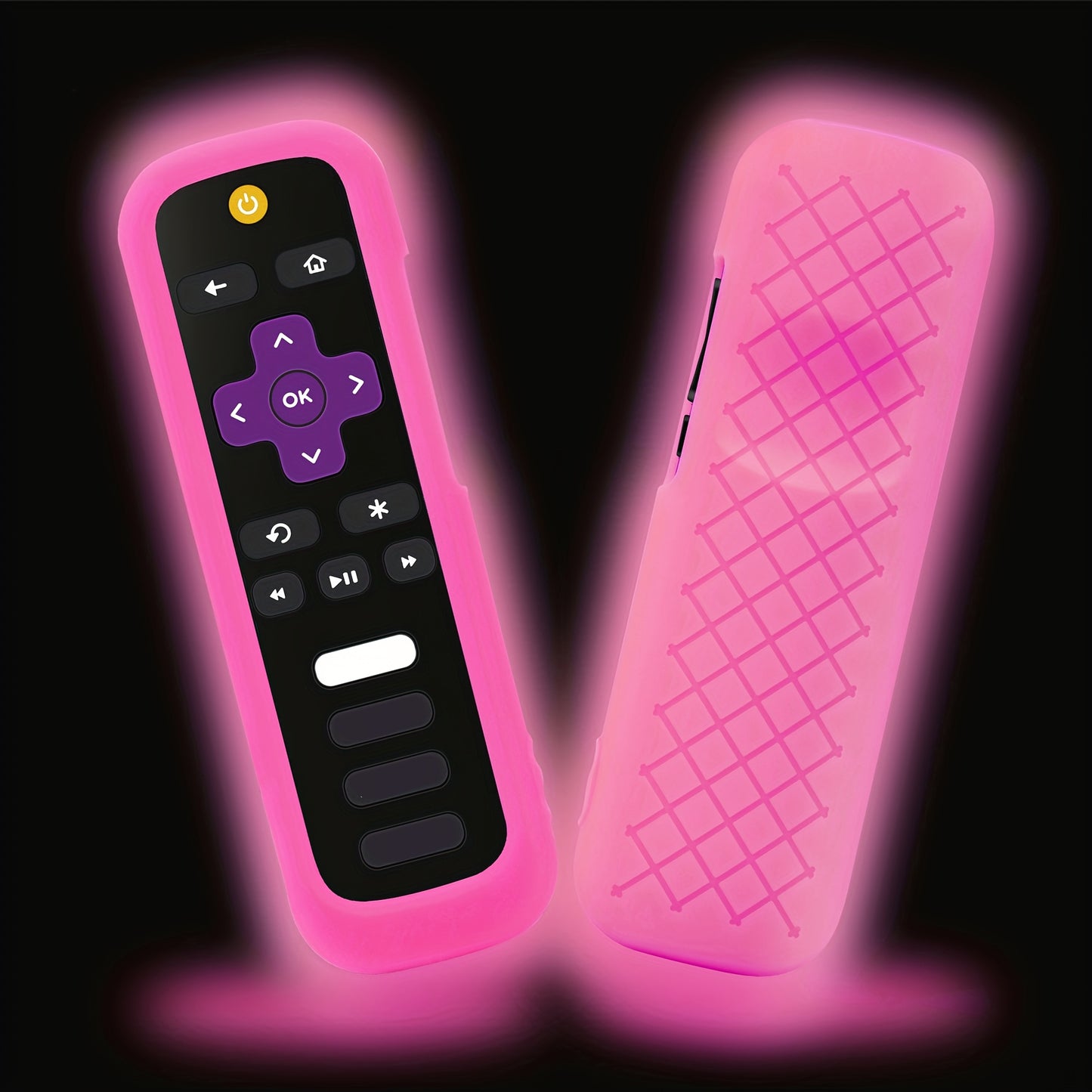 [1pc Glow Remote Cover] Roku TV, Glow in the Dark, 1pc Silicone Remote Cover | Compatible with TCL Hisense Roku TV Steaming Stick 4K 4K+ Voice Remote, Universal Protective Battery Cover, 2022 Model, Uncharged, No Battery Incl