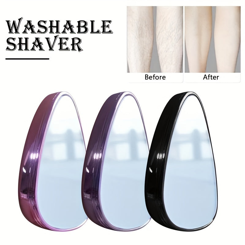[Reusable Painless Hair Eraser] Waterproof Nano Hair Eraser for Men & Women - Scent-Free, Reusable & Washable, Painless Exfoliator for Smooth Skin on Back, Arms, Legs & Bikini Area, Portable Epilator with Purple Handle