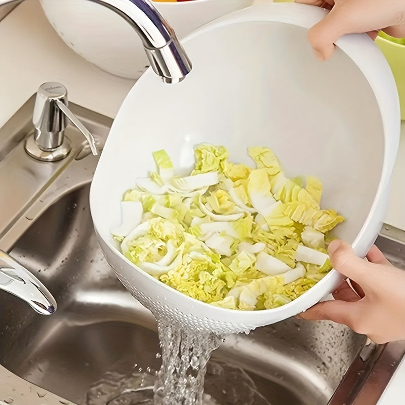 1pc Multi-Functional Kitchen Washing Basket Basin - Food-Safe Plastic with Drain Holes for Efficient Draining, Rinsing Rice, Vegetables & Fruits - Space-Saving Design for Small Kitchens & Dishwashing