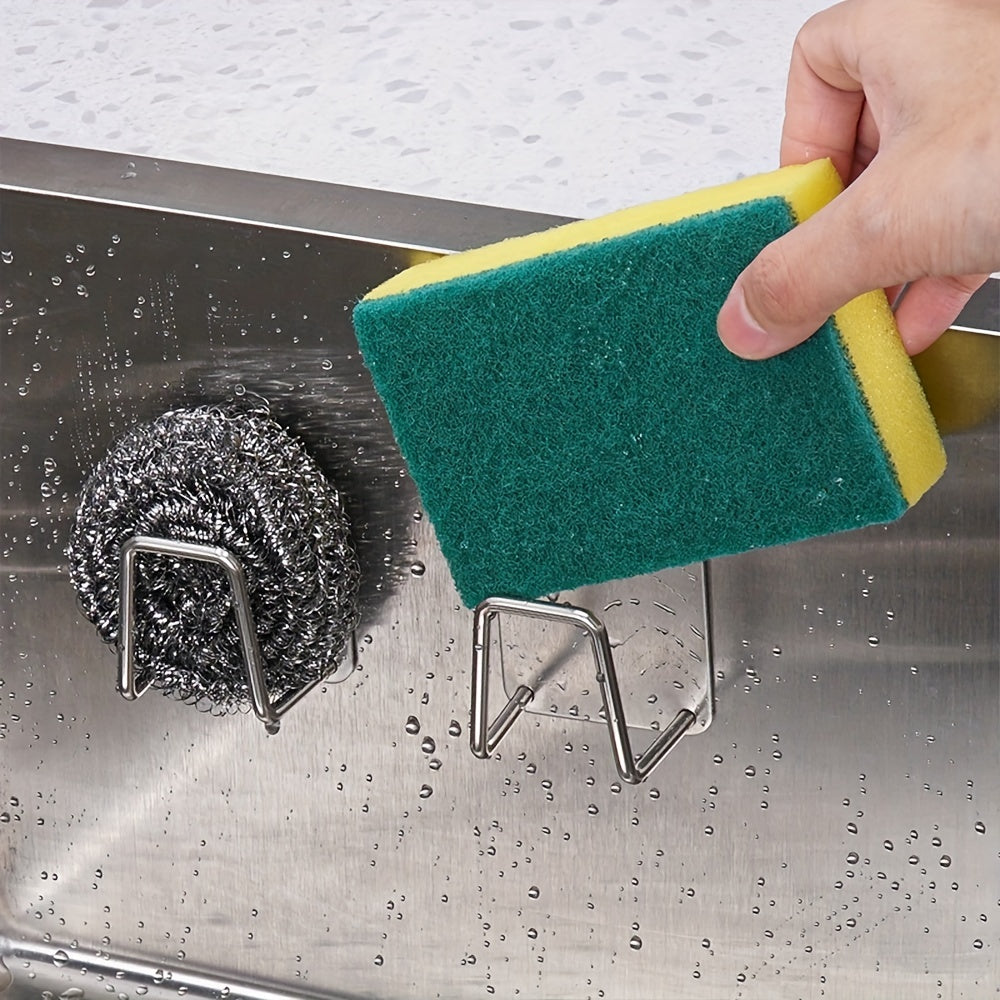 1PC Kitchen Sponges Holder Self Adhesive Sink Sponges Drain Drying Rack 304 Stainless Steel Storage Holder Kitchen Sink Accessories