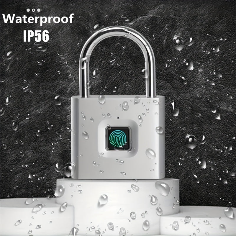 Compact Smart Fingerprint Padlock - Waterproof, Keyless Security, USB Rechargeable, Lightweight Aluminum - Ideal for Luggage, Suitcases & Backpacks