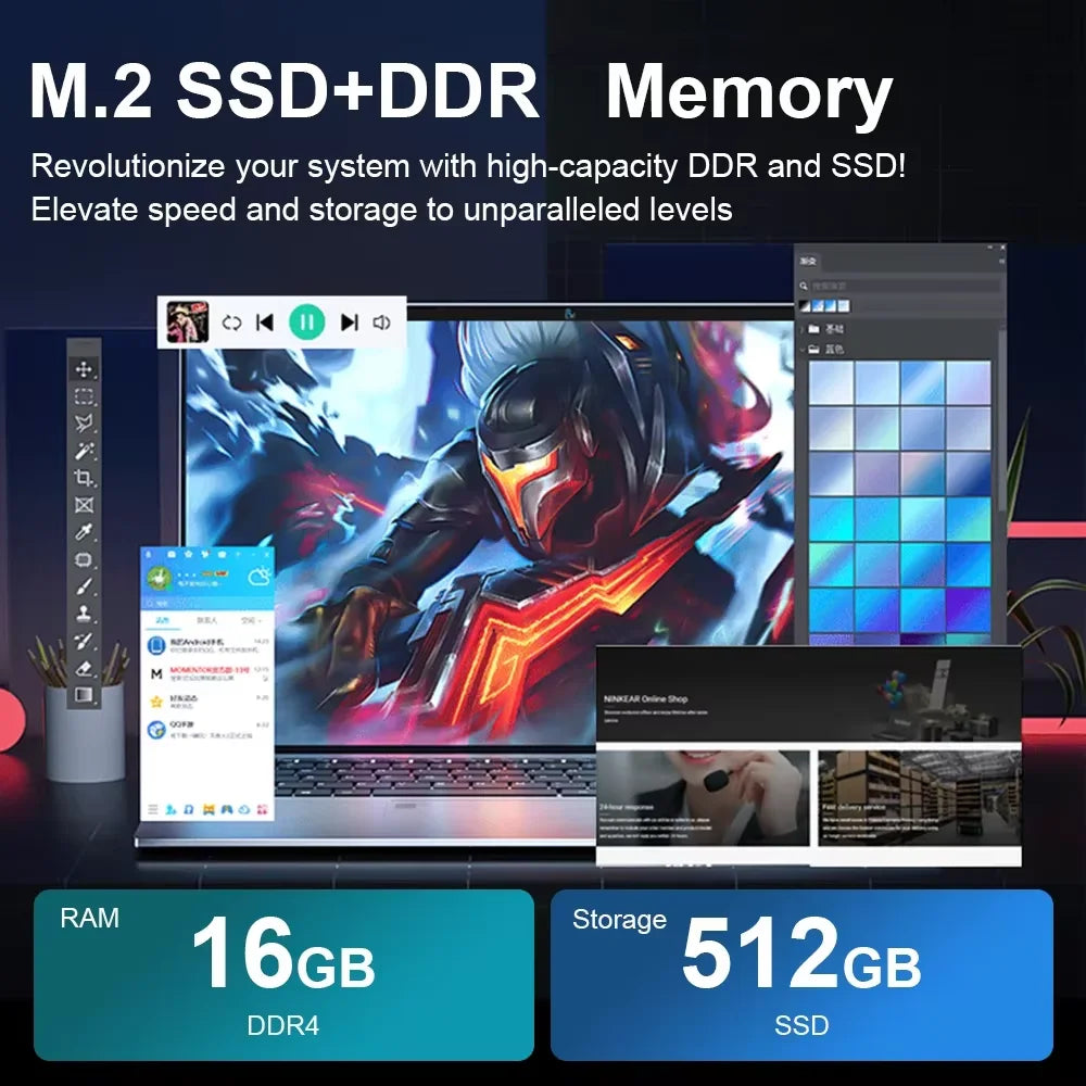 2025 New 15.6"  Windows 11 Laptop Computer Intel Celeron N4000 Computer 16GB DDR4 1/2TB SSD Fingerprint Unlock Notebook Laptops