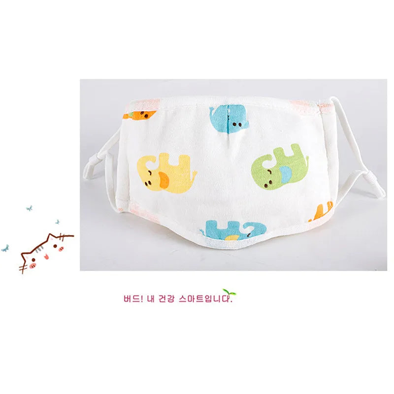 Kids Baby Anti Dust Face Mask Cartoon Washable Mouth Cover Bacterial Proof Animal Breathing Reusable Cotton Mask 0-12years