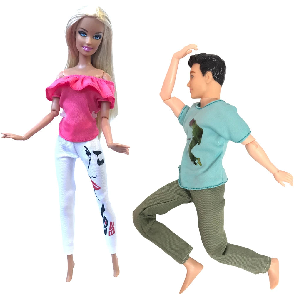 NK 2 Set 30CM Doll Mixed Male Girl Doll Clothes Fashion Doll Dress 11.5 inch Doll Clothes For 1/6 Dolls Accessories Gift Toy J J