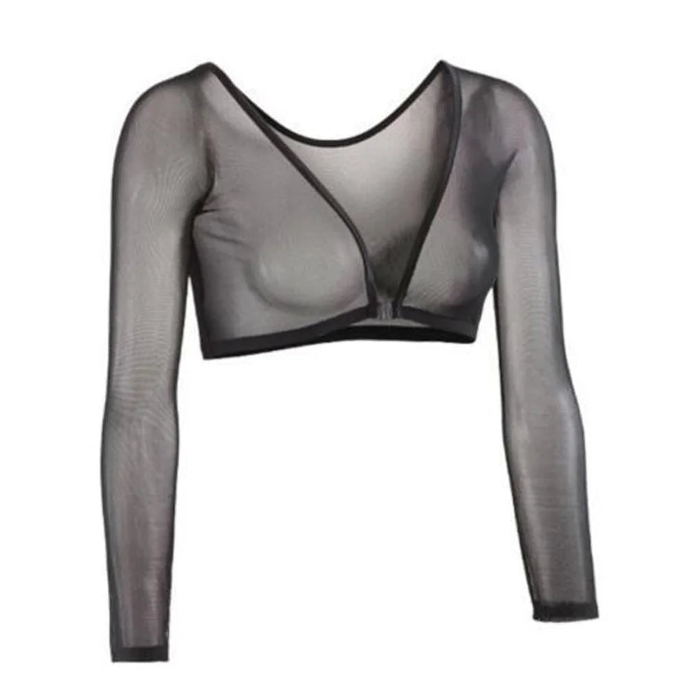 2022 New Women Lace Vest Sheer Mesh Seamless Arm Shaper Slimming Short Cropped Top V-Neck Hollow CardiganAcces Plus Size S-3XL