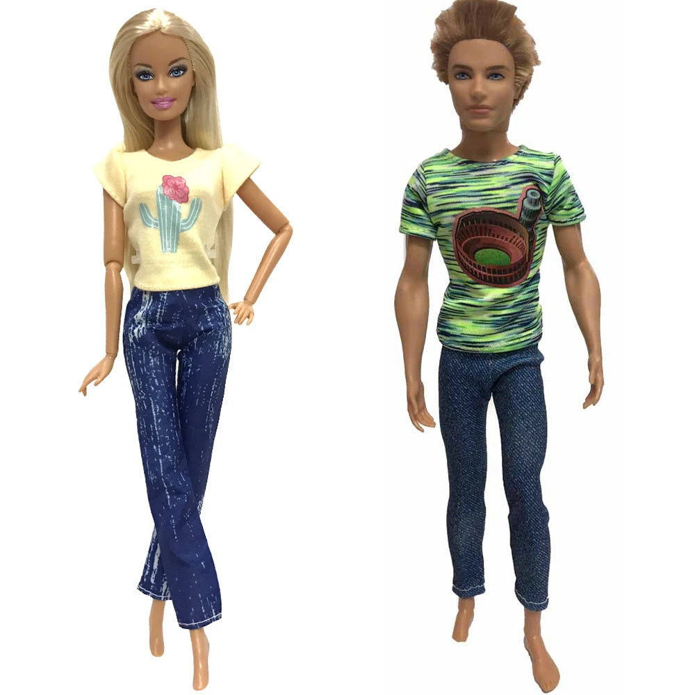 NK 2 Set 30CM Doll Mixed Male Girl Doll Clothes Fashion Doll Dress 11.5 inch Doll Clothes For 1/6 Dolls Accessories Gift Toy J J