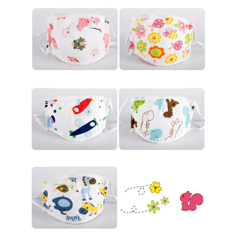 Kids Baby Anti Dust Face Mask Cartoon Washable Mouth Cover Bacterial Proof Animal Breathing Reusable Cotton Mask 0-12years
