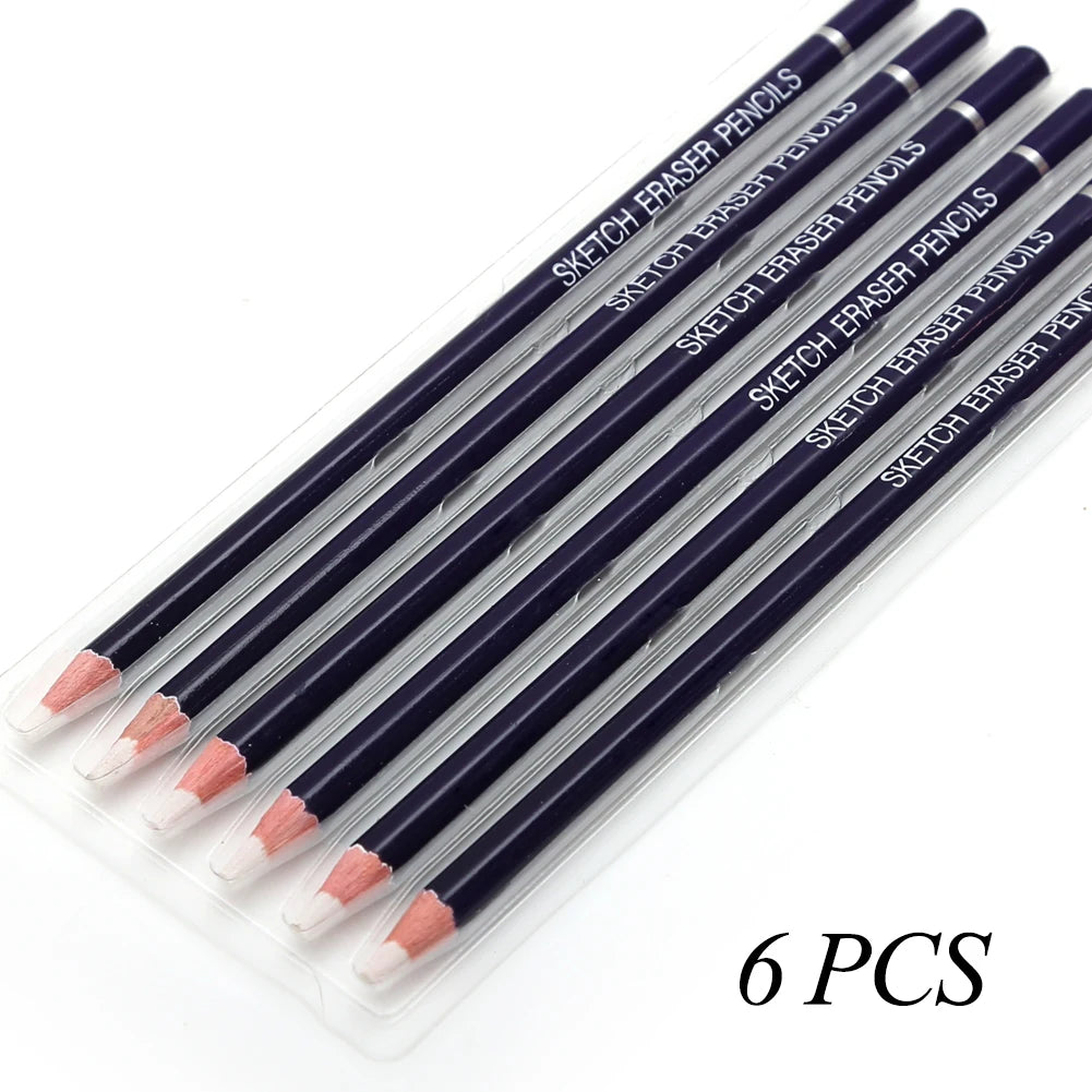 Eraser Pencil, Pen Style, Rubber Revise Details, Highlight Modeling For Manga Design Drawing Art Supplies, Set of 6