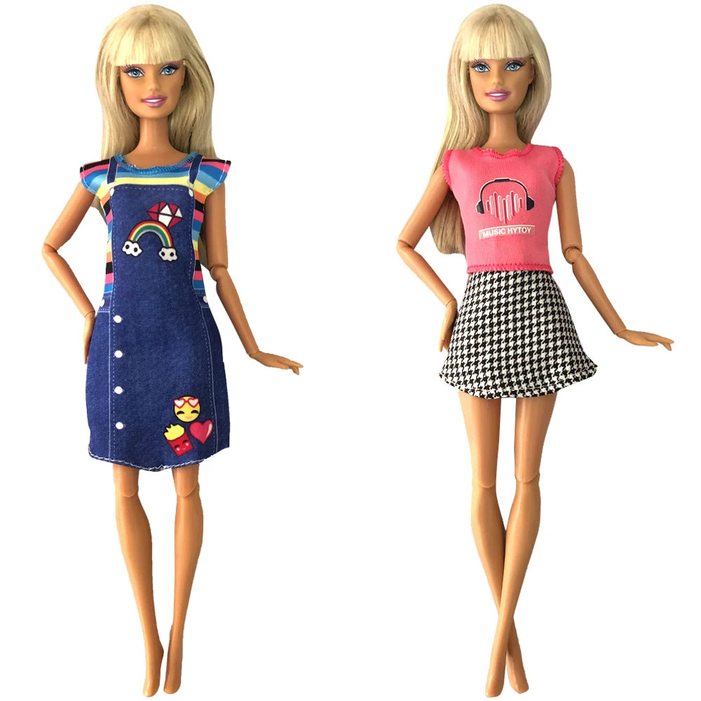 NK 2 Set 30CM Doll Mixed Male Girl Doll Clothes Fashion Doll Dress 11.5 inch Doll Clothes For 1/6 Dolls Accessories Gift Toy J J