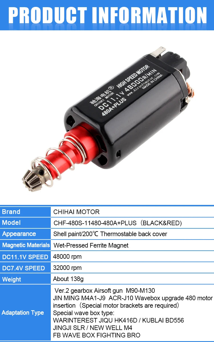 chihai motor 480 Long-axis High Speed Custom 48K Motor for XWE M4 Ver.2 Gearbox Modification Upgrade Water Gel Beads Parts