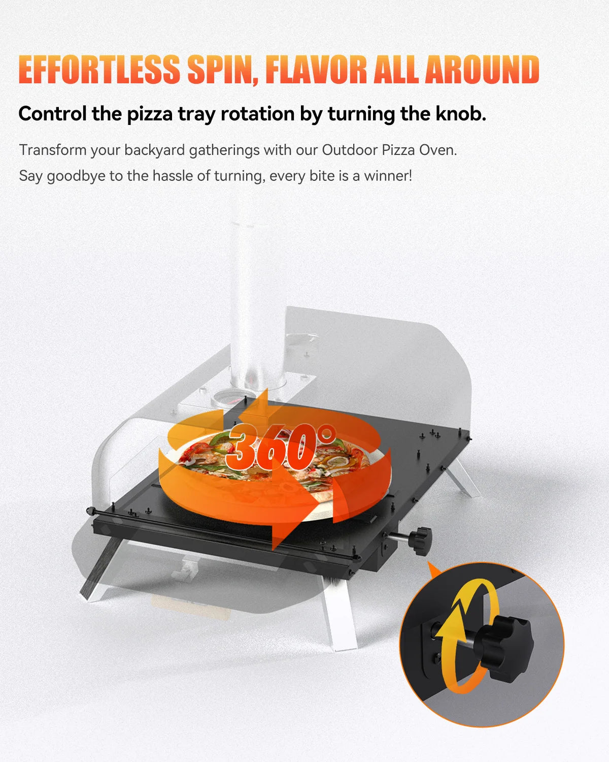 USA Stock Multi-Fuel Outdoor Manual Rotating Wood Fired Pizza Oven Portable Stainless Steel Chimney Wood Pellet Pizza Oven