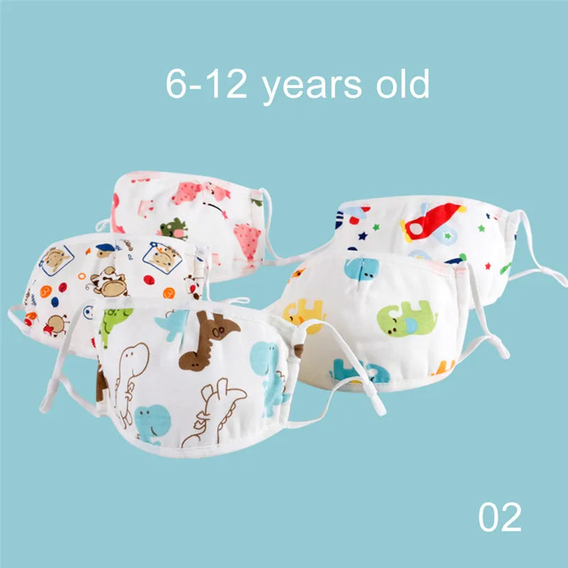 Kids Baby Anti Dust Face Mask Cartoon Washable Mouth Cover Bacterial Proof Animal Breathing Reusable Cotton Mask 0-12years